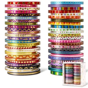 emmoolife 50 Rollen Skinny Washi Tape Set 3mm breit, Gold Foliendruck Masking T... - Bild 1 von 7