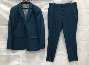 Express Men's Teal 2pc Slim Pants Suit - Size 42R/33x30 - Picture 1 of 6