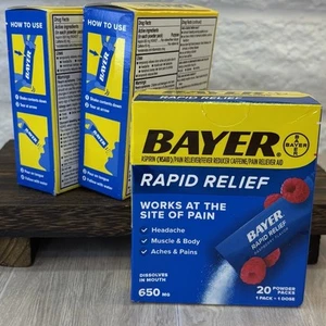 Bayer Rapid Relief Powder Packs with Aspirin & Caffeine, 60 ct. Lot Of 3 20 Pack - Picture 1 of 2