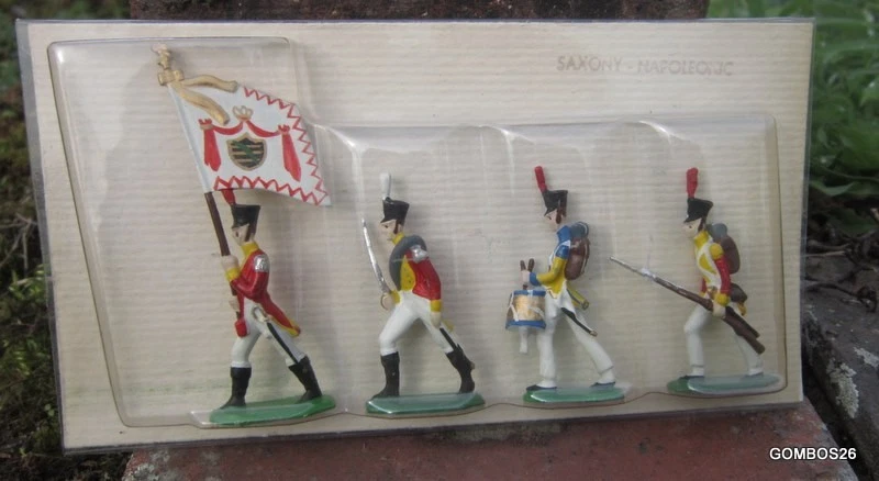 FIGURINES PLOMB NAPOLEON / 4 SOLDATS SAXONS INFANTERIE NO CBG ATLAS DEL PRADO - Photo 1/1