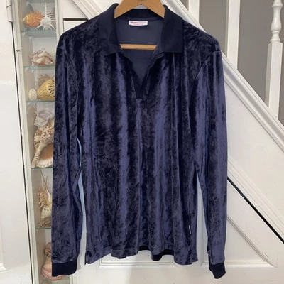 Orlebar Brown Polo Shirt Blue Size XL VGC top Men's velour towelling  - Image 1 of 4