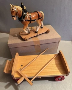 Hausser Holz Elastolin Zugpferd Fuhrwerk Gespann Wagen Masse 45 cm mit OVP - Bild 1 von 14