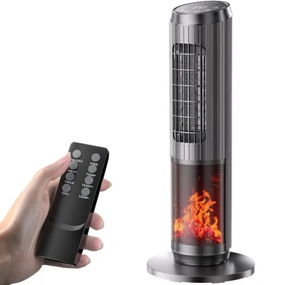 25" Oscillating Ceramic Tower Heater Indoor Space Heater Fan 1500W With Remote - Image 1 of 4