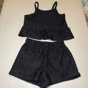 H&M Lace Short Set Girls Black  (10) Nice - Picture 1 of 8