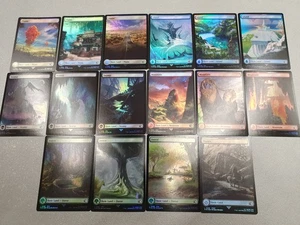 COMPLETE SET 16 x TEXTLESS FULL ART *FOIL* FINAL FANTASY BASIC LANDS - MTG ENG - Picture 1 of 1