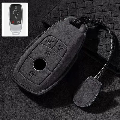 Leather Remote Smart Key FOB Case Cover Holder for Mercedes Benz S E G Class AMG Foto 1 de 4