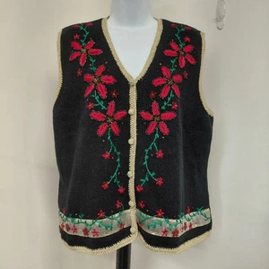 Gilet Vintage Studio Joy Donna Taglia P/XL Impreziosito Floreale Maglione Natale Maglia  - Foto 1 di 16