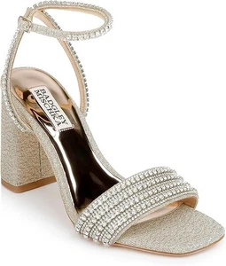 Badgley Mischka Women's Becca Heeled Sandal, Platino Textile - Picture 1 of 1