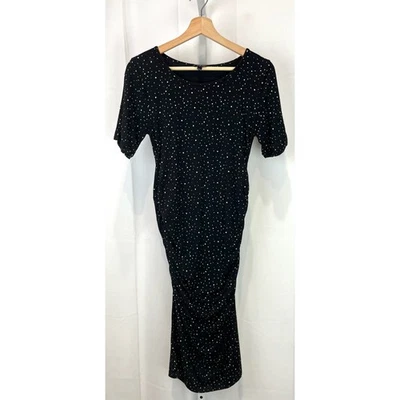 ISABELLA OLIVER  Size 2 US 6 S Amelie T Shirt Maternity Dress Polka Dot Black - Image 1 of 4