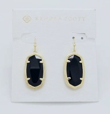 New Kendra Scott Gold Dani Earrings in Black - Image 1 of 2