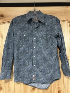 Rafter C Cowboy Collection Boys Large Paisley Print Snap Buttoned Long Sleeve - Picture 1 of 5