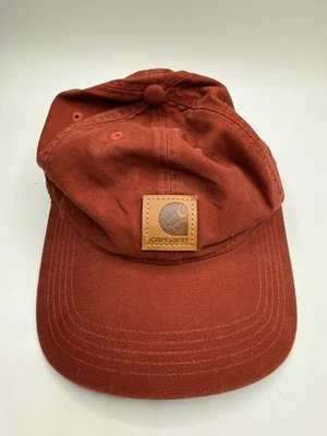 Carhartt Strapback Hat Orange OSFA Adjustable Patch Logo 6 Panel Cotton - Image 1 of 3