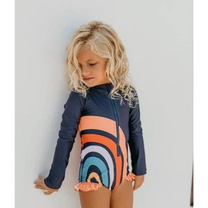 Rainbow Navy Zip Rashguard Swimsuit size 4 - Picture 1 of 8