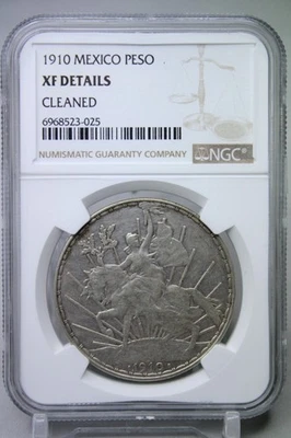 Caballito de plata peso de México 1910 NGC XF detalles limpios #3025 Foto 1 de 4