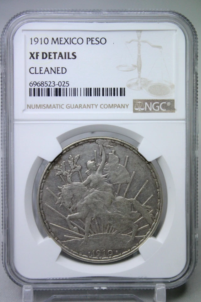 1910 Mexico Peso Silver Caballito NGC XF Details Cleaned #3025 - Image 1 of 4