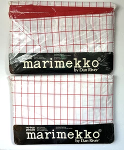 Neu! Vintage Marimekko by Dan River Plaid USA Doppel-/Spannbettlaken & Flachbettlaken - Bild 1 von 8