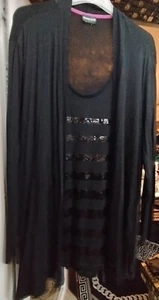 DoppelShirt von Samoon,Schwarz,mit Pailletten,L ca80cm,B ca60cm,evtl,Baumwolle - Bild 1 von 3