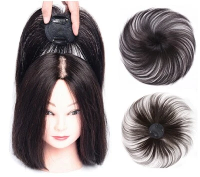 Mujeres Genuino Cabello Humano Topper Clip Pelucas Pieza para el Pelo Toupee Top Piezas Peluca EE. UU. Foto 1 de 4