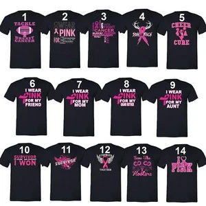 Breast Cancer Awareness PINK Ribbon Survivor Support Unisex Men T-shirt S-5X - Picture 1 of 16
