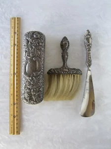 ANTIKES VIKTORIANISCHES GORHAM STERLINGSILBER ZWEI HAARBÜRSTEN & SCHUHLÖFFEL SET - Bild 1 von 22