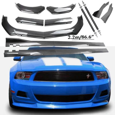 For Ford Mustang Carbon Fiber Front Bumper Lip Spoiler Side Skirt Body Kits V Foto 1 de 4