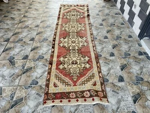 Vintage Rug Handmade Turkish | Antique Wool Farmhouse Anatolian Runner 2.4x8.9ft - Picture 1 of 19