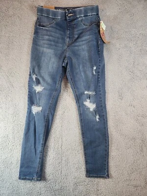 Jeans Vanilla Star Curvy tiro súper alto - Juniors talla M - desgastados - azules Foto 1 de 4