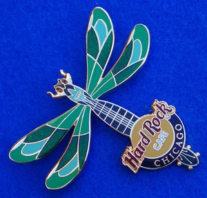 CHICAGO USA TRIPLE GREEN DRAGONFLY GUITAR SERIES Hard Rock Cafe PIN LE - Picture 1 of 1