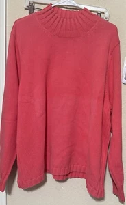 Denim & Co. Womens Sweater Mock Neck Coral pink oversize 2X QVC pullover cotton - Picture 1 of 6