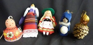 Vintage lot of 5 Dolls Doll Christmas Ornaments  - Picture 1 of 11