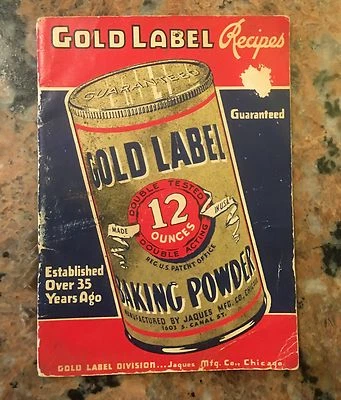 Recetas en polvo para hornear etiqueta dorada de la década de 1920 17 páginas 5" X 7" Foto 1 de 4