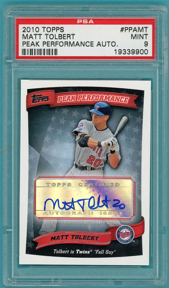  2010 Topps Peak Matt Tolbert Auto Issue - #PPAMT - PSA 9! Twins!  - Image 1 of 1