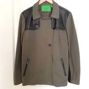 LOGO Lori Goldstein Women's Jacket Faux Leather Shoulder Detail Green Size XL - Picture 1 of 10