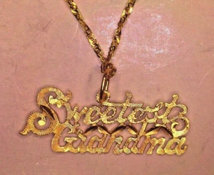 Vintage 14K Gold "Süßeste Oma" Anhänger und 18" 14K Gold Singapur Kette - Bild 1 von 6