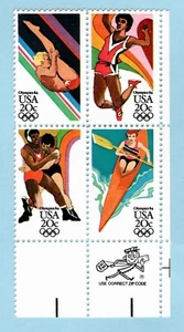 US Sc #2085a MNH 1984 Zip Block of Four Olympics Sports - Picture 1 of 1