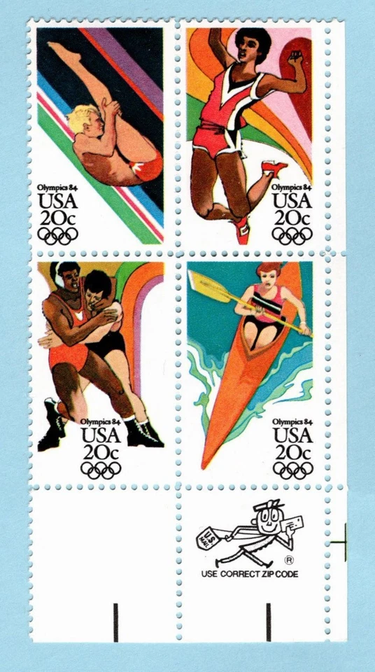 US Sc #2085a MNH 1984 Zip Block of Four Olympics Sports - Image 1 of 1