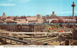 R272577 Mersey Tunnel Entrance Showing Two Cathedrals and Johns Beacon Liverpool - Picture 1 of 4