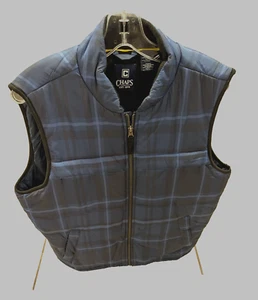 Chaleco acolchado a cuadros azul M Chaps Ralph Lauren para hombre bolsillos con cremallera completa - Imagen 1 de 8