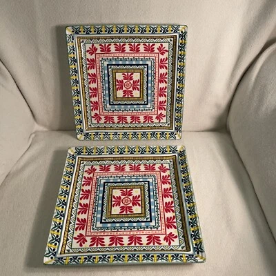 Potter’s Studio Square Colorful Plates Ceramic Red, Yellow, Blue, Green Set 2 - Image 1 of 4