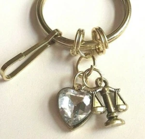 Law Keychain Purse Charm Zipper Pull Lawyer Paralegal Gift Keyring Zodiac Libra - Picture 1 of 12