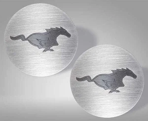 2pc Brushed Cup Holder Accent Plates [Pony Style] fit 2015-2020 Ford Mustang GT - Picture 1 of 5
