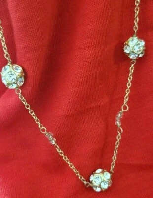 Abercrombie & Fitch 金色链 8 水钻球项链房地产珠宝首饰 — 第 1/4 张图片