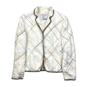 Vintage Moschino Multicolor Stitched Linen Jacket Blazer Size IT44/US10 - Picture 1 of 9