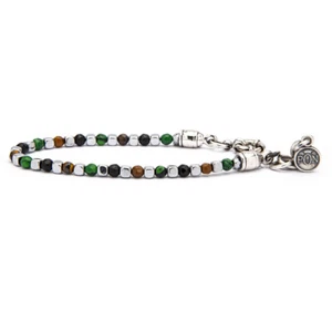 Bracciale Unisex Cubetto 4 mm Malachite Occhio di Tigre Onice Portonovo - BRA... - Foto 1 di 1