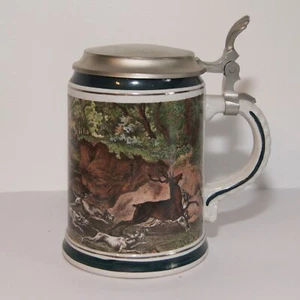 Vintage Rastal Deutscher Bierkrug Stein Grenzhausen Jagdszene 1 Pint - Bild 1 von 10