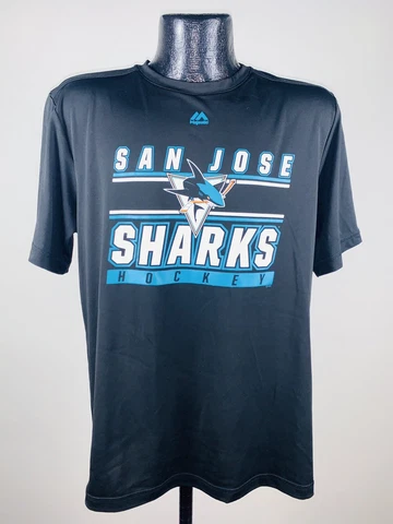 Men's Majestic San Jose Sharks Black Defenseman Performance Tee Shirt XL Cover
