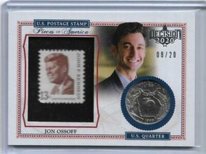RARE 2020 DECISION JON OSSOFF JFK STAMP / QUARTER "SILVER" CARD #POA-24 ~ 08/20