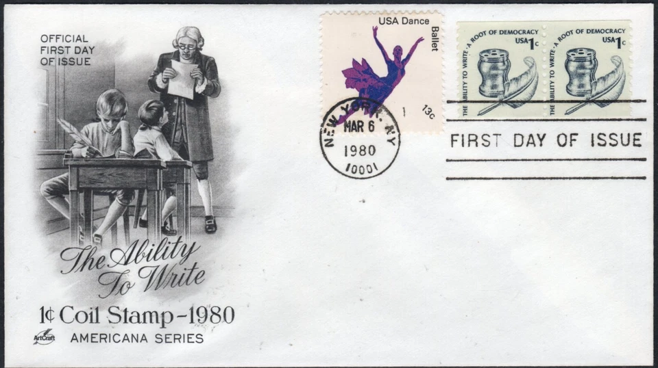 US Scott #1811 "1 cent Coil Stamp", FDC - Image 1 of 1