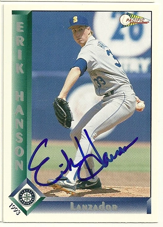 1993 Pacific ERIK HANSON Signed Card autograph RED SOX MARINERS KINNELON, NJ - Image 1 of 1