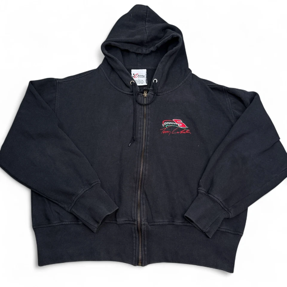 Sudadera con capucha vintage NASCAR Terry Labonte para mujer talla grande descolorida negra cremallera completa Foto 1 de 4